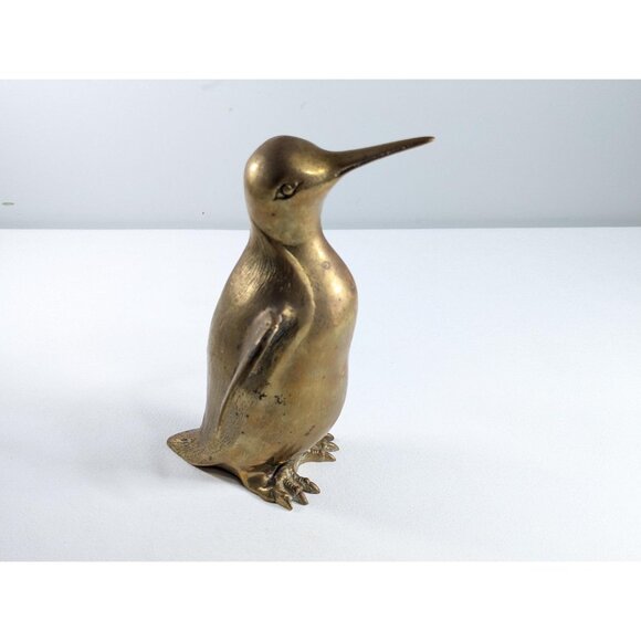 Vintage 8" brass Penguin figurine, penguin ornament, vintage mcm home decor, - Picture 5 of 10